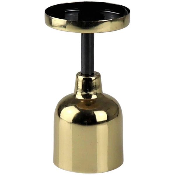 Kerzenhalter Am Design "Aus Metall", Gold (Schwarz, Goldfarben), H:13,5Cm Ø:8,5Cm, Metall, Kerzenhalter, Kerzenhalter, Stumpenkerzenhalter, HöHe Ca. 13,5 Cm-image
