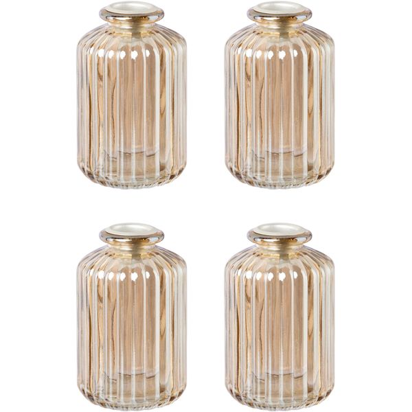 Kerzenhalter Creativ Deco "Weihnachtsdeko", Gold (Goldfarben), H:10Cm Ø:6Cm, Glas, Kerzenhalter, Kerzenhalter, Glas Mit HüBscher Reliefstruktur-image