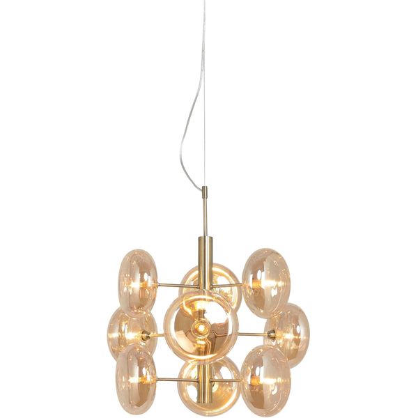 NÄVe Pendelleuchte "Orion", Braun (Messing, Matt), 9, Ø 52Cm H: 55Cm, 1 Stk., Leuchten, Messing-Matt, 9 Flachen RundgläSer In Amber, Exkl. G9, HöHe 55Cm, Pendelleuchte-image