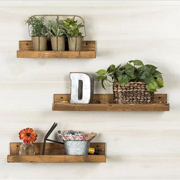 Skye Decor, Raf118, Mensola Da Parete, Noce, 100 % Legno Massiccio, 50 X 8 X 15 Cm-image