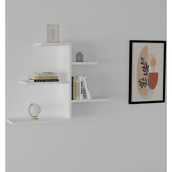 Skye Decor, Gami - White, Scaffale Da Parete, Bianco, 100 % Pannello Di Legno Rivestito Di Melamina, 82,2 X 19,6 X 48 Cm-image
