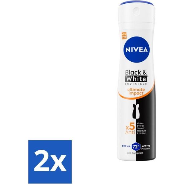 Nivea - Deodorante Spray - Black & White Ultimate Impact - Antitraspirante - 150 Ml - Vorteilspack - 2 StüCke-image