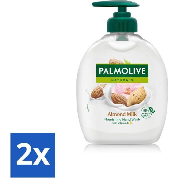 Palmolive Sapone Per Le Mani Al Latte Di Mandorla Con Pompa - Detergente Delicato - 300 Ml - Confezione Risparmio - 2 Barrette-image
