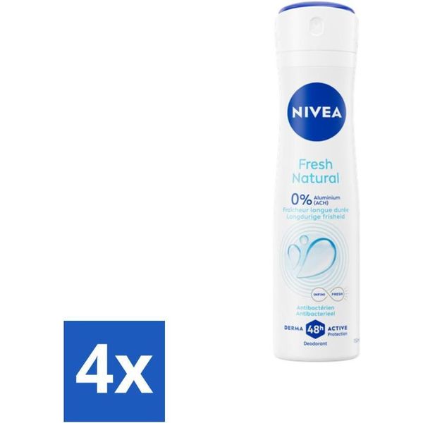 Nivea - Deodorante Spray - Fresh Nature - Freschezza A Lunga Durata - 150 Ml - Confezione Risparmio - 4 Pezzi-image