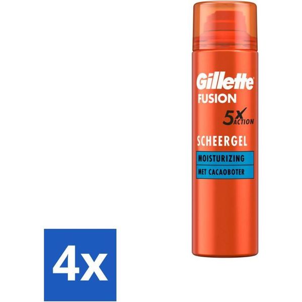 Gillette Fusion 5 Proglide – Gel Da Barba – Idratante – Con Burro Di Cacao – 200 Ml - Confezione Risparmio - 4 Pezzi-image