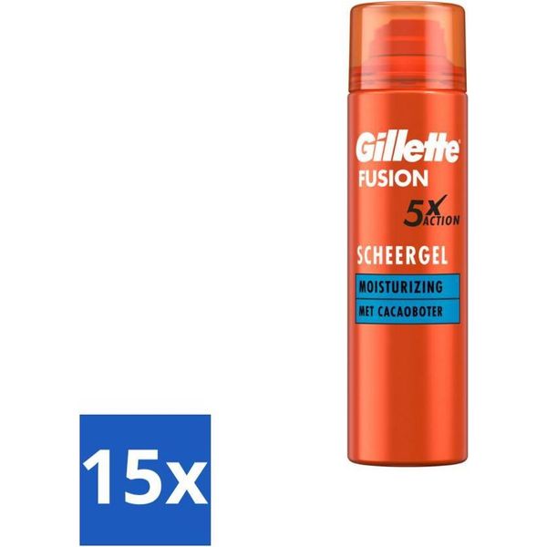 Gillette Fusion 5 Proglide – Gel Da Barba – Idratante – Con Burro Di Cacao – 200 Ml - Confezione Risparmio - 15 Pezzi-image