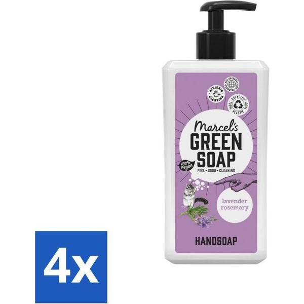 Marcel's Green Soap - Sapone Per Le Mani - Lavanda E Rosmarino - Per Uso Quotidiano - 500 Ml - Confezione Risparmio - 4 Pezzi-image