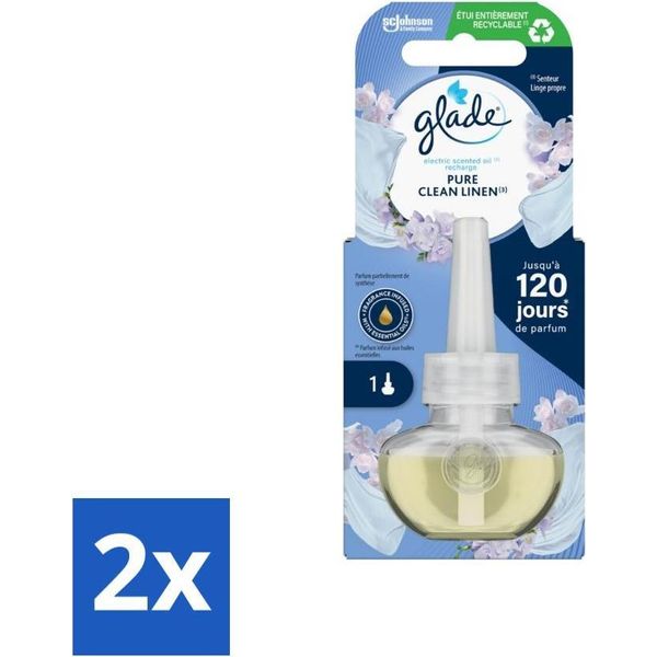 Glade - Ricarica Di Olio Elettrico - Pure Clean Linen - Senza Supporto - Confezione Risparmio - 2 Pezzi-image