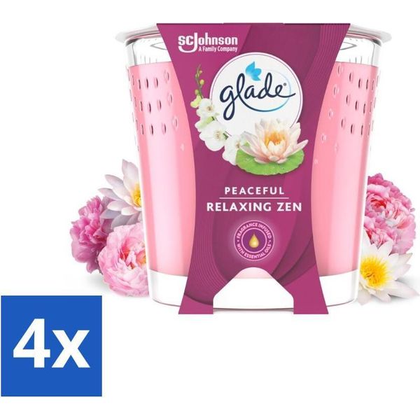 Glade - Candela Profumata Relaxing Zen - 100 % Cera Di Colza - 112 G - Confezione Risparmio - 4 Pezzi-image