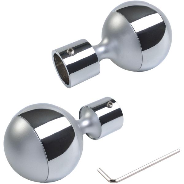 Gardinenstangen-EndstüCk Liedeco "Power", Grau (Chromfarben), Ø:2Cm, GardinenstangenendstüCke, Gardinenstangen-EndstüCk, FüR Gardinenstangen Ø 20 Mm-image