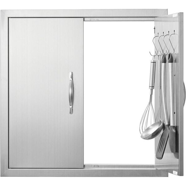 Porta Di Accesso Al Barbecue - 610 X 610 Mm - Doppia Porta Per Cucina Esterna - Porta In Acciaio Inox - Porta Verticale Con Maniglie E Ganci - Isola Barbecue, Stazione Barbecue, Mobile Esterno-image