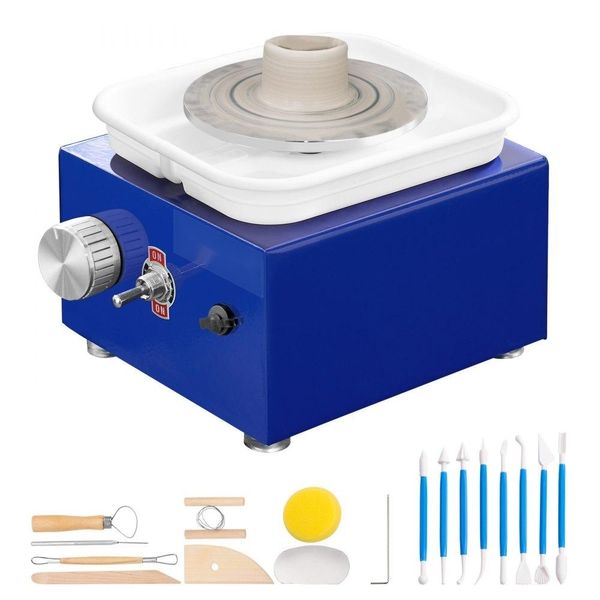 TöPferrad™- Tornio Elettrico Da 30 W In Blu- Diametro 10 Cm, 300 Giri/Min- Grembiule Incluso- Adatto A Principianti Ed Appassionati-image