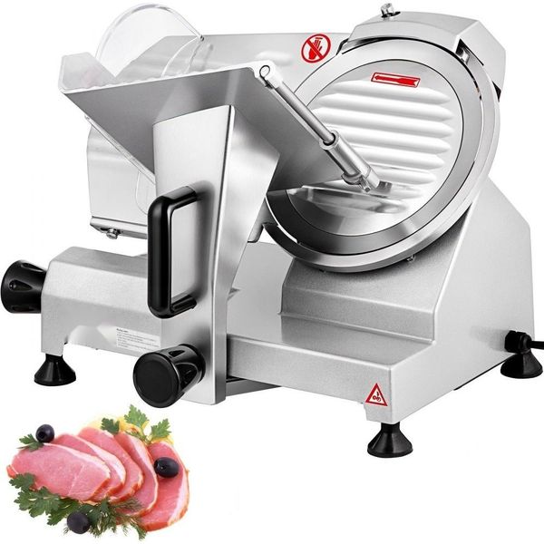 Affettatrice Elettrica Commerciale 200 W - Affettatrice Per Carne E Alimenti - Lama Acciaio Al Carbonio Da 20,32 Cm - Spessore Regolabile 0-12 Mm - Per Carne, Formaggio, Ecc.-image
