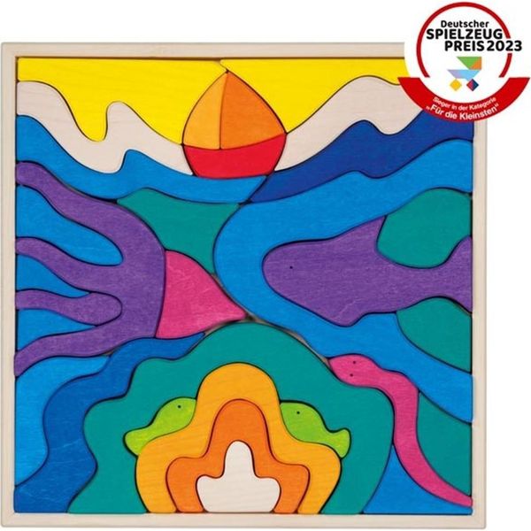 Goki Blocchi Da Costruzione In Legno Giocattolo Colorato Creativo Per Bambini-image