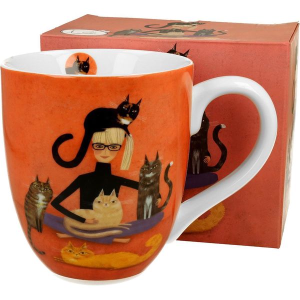 Duo Animals Xxl Jumbo Mug 1000 Ml Cat's World Cindy & Kitties New Bone China Porcelain-image