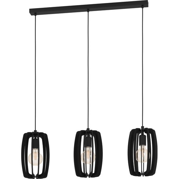 Eglo 900505 Bajazzara E27 Tripla Lampada A Sospensione 890X190Mm Nero-image