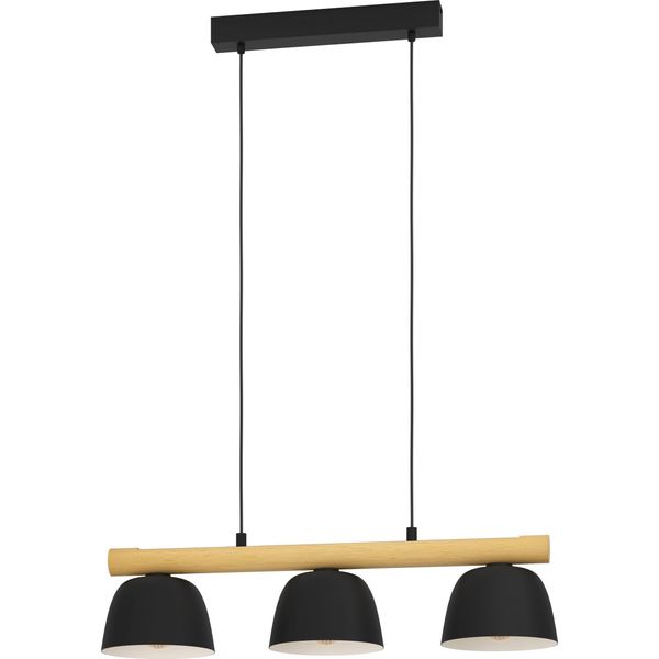 Eglo 43739 Sherburn E27 Tripla Lampada A Sospensione 770X200Mm Nero Marrone-image