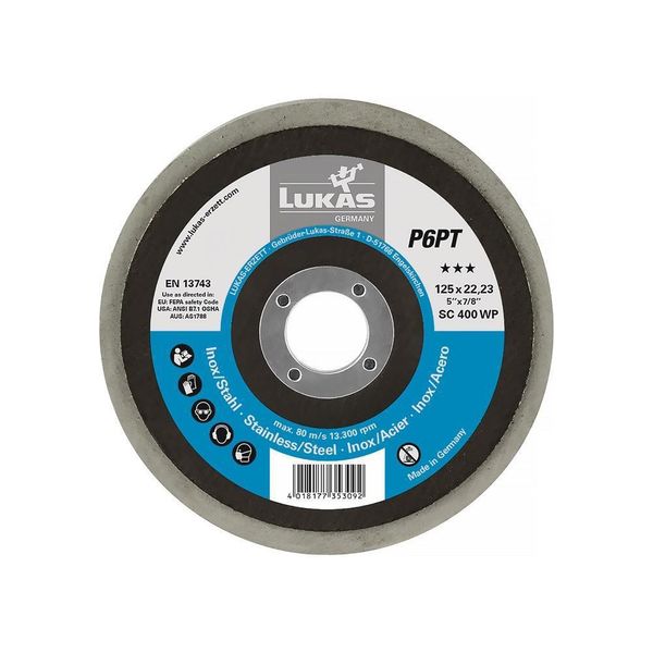 Disco Di Lucidatura P6PT D.125Mm Foro D.22,23Mm P 400 Bianco Finissimo Lukas-image