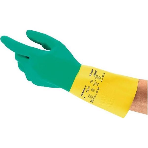 Guanto Chimico Alphatec® 87-900 Taglia 7.5-8 Verde/Giallo En 388,EN 374,EN 421-image