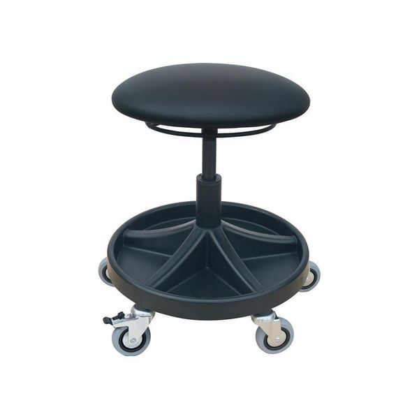 Sgabello Girevole Con Rivestimento In Pelle Finta Nero Altezza Seduta 490-620 Mm Lotz-image