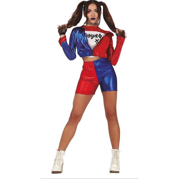 Supereroe D'avventura Mister Smile Arlecchino Fumetto Costume Di Halloween, Taglia: 36 - 38 (S) Colore: Rosso-image