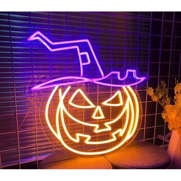 Neolia NNE16 Insegna Luminosa Al Neon In Perspex Led Zucca Maledetta Insegna Luminosa Led Arancio-Viola-image