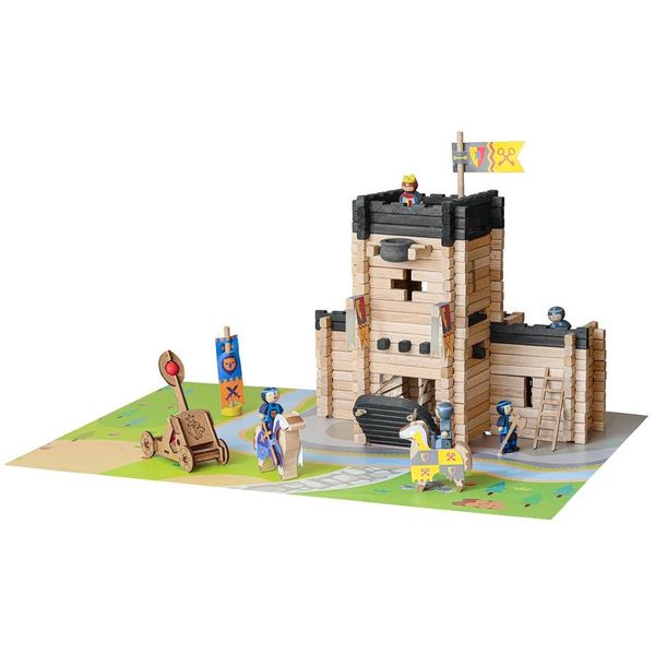 Jeujura 270 Pezzi Kit Castello In Legno Con Catapulta-image