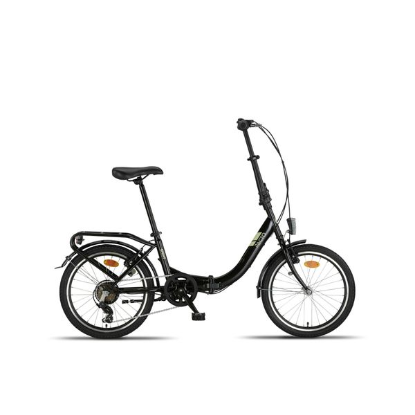 Pacto Eight - Bicicletta Pieghevole Di Alta Qualità Telaio In Acciaio Da 27 Cm Cerchi In Alluminio A Doppia Parete Da 20 Pollici Bicicletta Pieghevole Shimano A 6 Velocità Bicicletta Olandese Nera-image