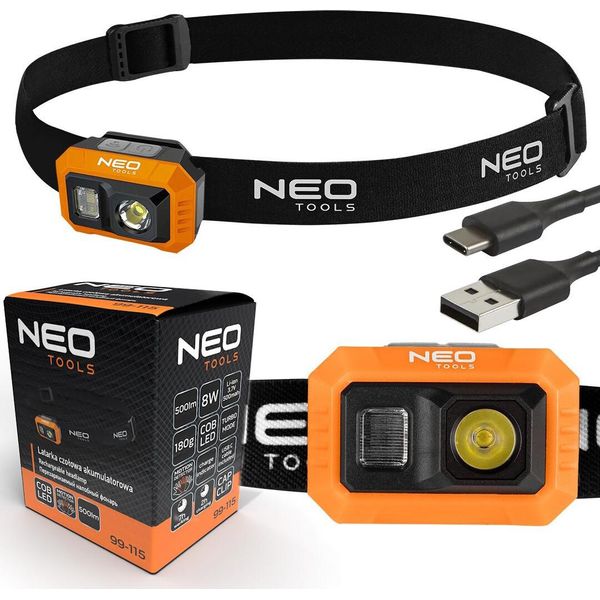 Piccola Lampada Frontale Leggera E Ricaricabile 500Lm Usb C Cob Led Neo-image