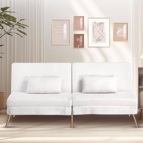 Comhoma Divano Letto Con Funzione Letto, Divano Pieghevole, Divano Letto, Divano Ad Angolo, Divano Letto Per Ospiti, Divano A 3 Posti, Con Schienale Regolabile In Tessuto Teddy-image