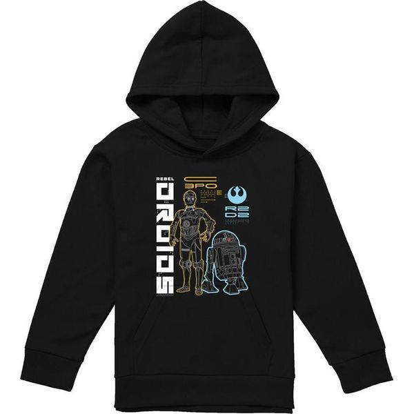 Star Wars - Felpa Con Cappuccio "Rebel Droids"" Per Bambini TV24451 (128) (Nero)"-image