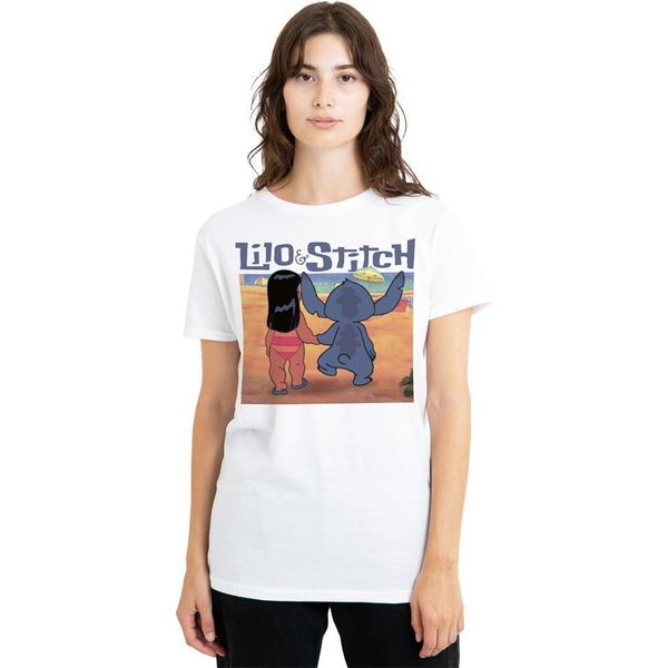 Lilo & Stitch - Maglietta "Into The Sunset"" Da Donna TV25248 (S) (Bianco)"-image