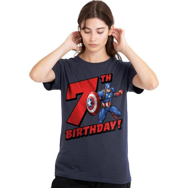 Capitan America - Maglietta Da Donna, 7° Compleanno TV25331 (L) (Blu Navy)-image