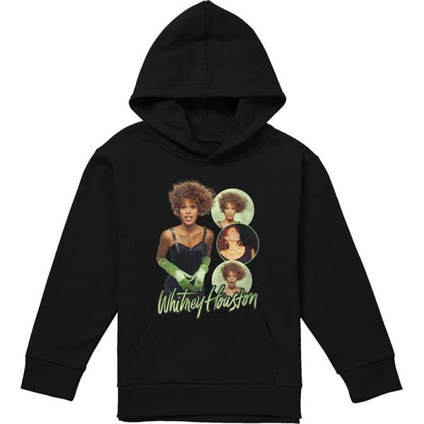 Whitney Houston - Felpa Con Cappuccio Per Bambini, Screziata TV25490 (128) (Nero)-image