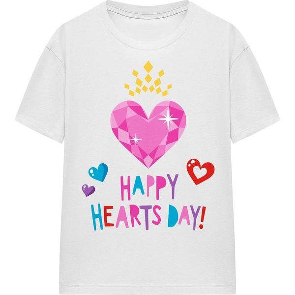 Principessa Disney - "Happy Hearts Day!"" Maglietta Da Donna, San Valentino TV25685 (L) (Bianco)"-image