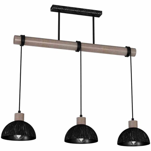 Milagro Erik Lampadario A Sospensione MLP7640 Nero Strofinato / Legno Patinato-image