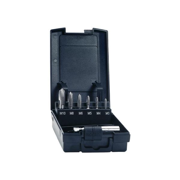 Exact 05937 Tapping Head 7-Piece Metric M3, M4, M5, M6, M8, M10 Right Hand Cutting Din 3126 Hss 1 Set-image