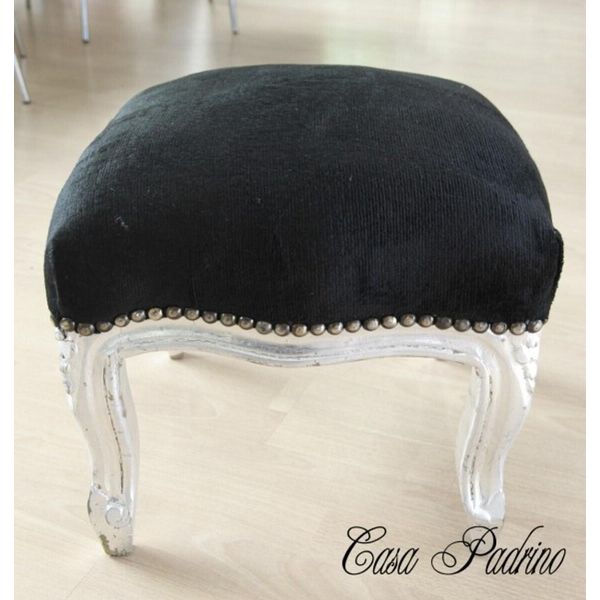 Casa Padrino Poggiapiedi Barocco Nero / Argento - Mobili In Stile Antico - Sgabello-image