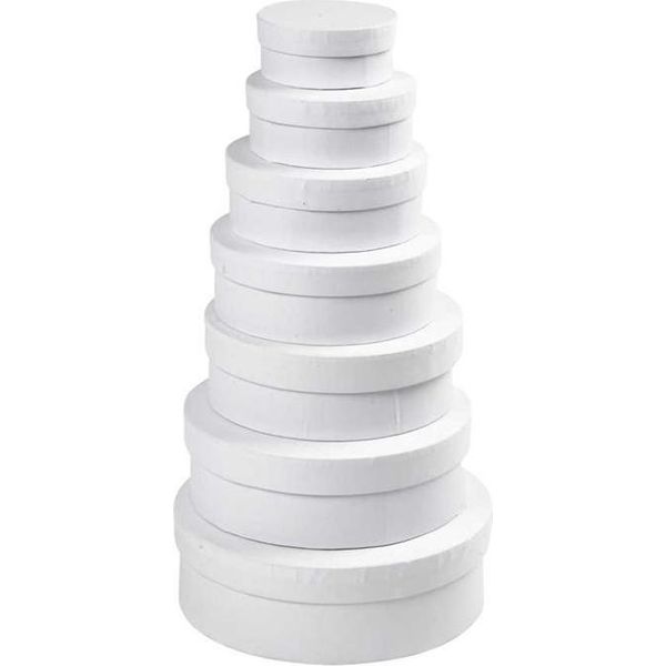 Set Di Scatole Di Cartone, Rotonde, 21 Cm, 7 Colori Assortiti.-image