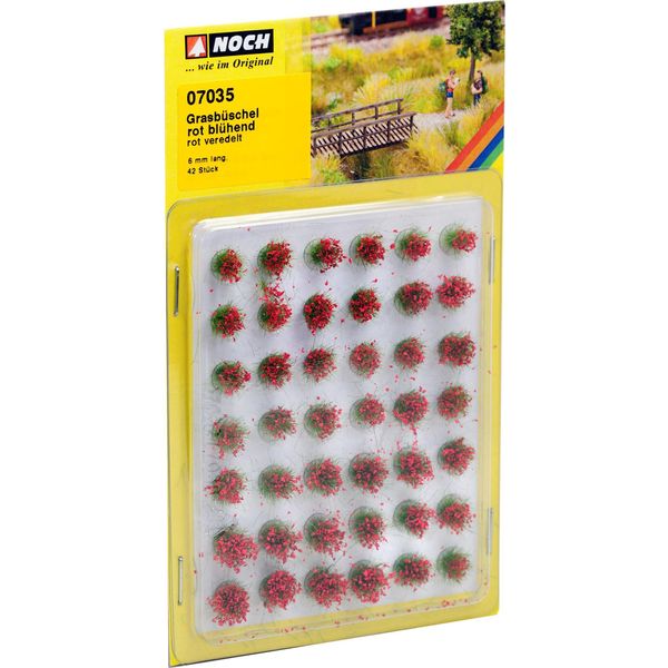 Noch 07035 Set Mini Di Ciuffi D'erba "Fioriti"" Rossi, 42 Pezzi, 6 Mm"-image