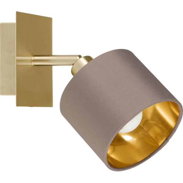 Eglo Lampada Da Parete Valbiano, Lampada Da Soffitto, In Metallo E Tessuto, Lampada Da Soggiorno, Lampada Da Corridoio In Ottone Spazzolato, Nichel Opaco, Cappuccino, Oro, Spot E14-image