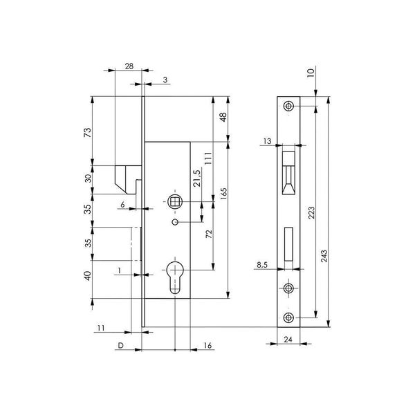Serratura Per Porte Scorrevoli Con Telaio Tubolare 8331 Pzw 35 Mm Amf-image