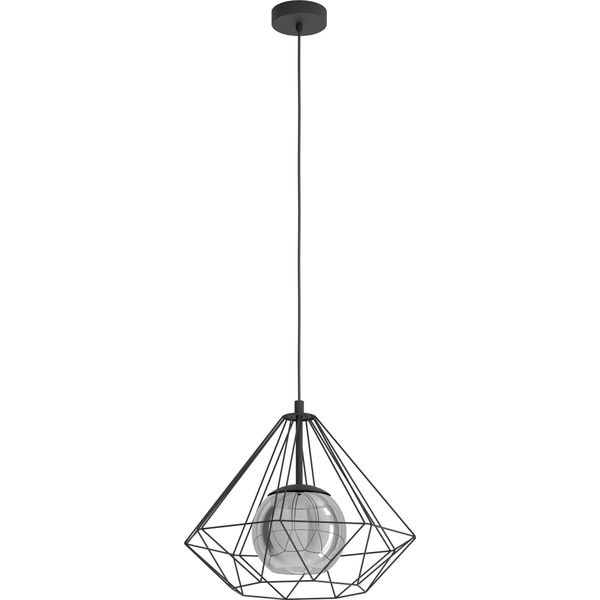 Eglo 43481 Vernham E27 Lampada A Sospensione Ø445Mm Nero-Trasparente-image
