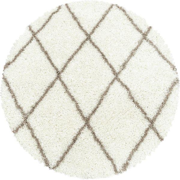 Carpetsale24 Tappeto A Pelo Alto Per Soggiorno Design Moderno A Rombi Shaggy Morbido Soffice E Accogliente, Dimensioni: 120 Cm Rotondo-image