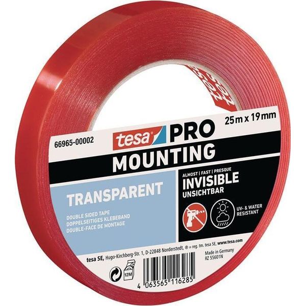Tesa Mounting Pro Transparent 66965-00002-00 Montageband Transparent (L X B) 25 M X 19 Mm 1 St. (66965-00002-00)-image
