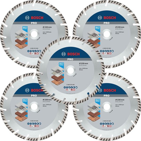 Disco Da Taglio Diamantato Bosch Pro Multi Material 230 X 22,23 Mm 5 Pz. ( 5X 2608615065 )-image