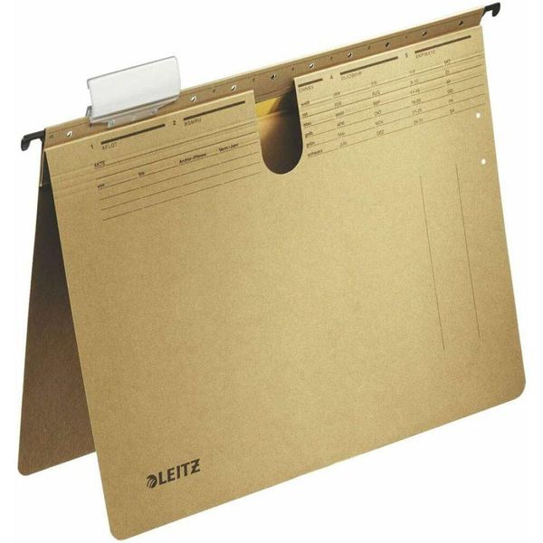 Leitz 1994-00-00 Raccoglitore Sospeso A 25 Tasche Alpha® 1994 In Cartone Marrone Naturale 1 X Pinzatura Ufficiale-image