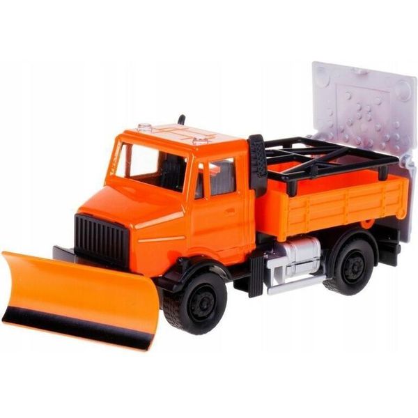 Bburago 1:43 Veicolo Di Servizio Sicurezza Stradale Con Spazzaneve E Pannello Di Segnalazione-image