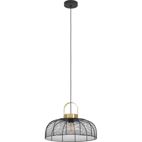 Roundham Lampada A Sospensione Lampada A Sospensione Lampada A Sospensione - H110 X Ø45Cm - Nero, Ottone Spazzolato - 1X40W Escl. - IP20-image