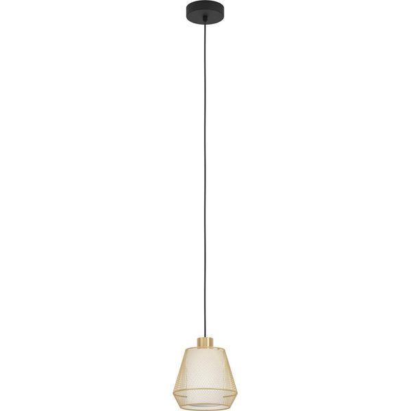 Eglo Lampada A Sospensione Ciudadela, Lampada A Sospensione Sopra Il Tavolo Da Pranzo, Lampada Da Sala Da Pranzo A Forma Di Diamante In Metallo, Tessuto, Lampada A Sospensione Con Attacco E27, Ø 18 Cm-image